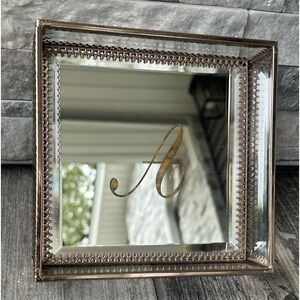Monogram “ A” Nicole Miller Home Mirrored Tray Vintage Antique Inspired Look